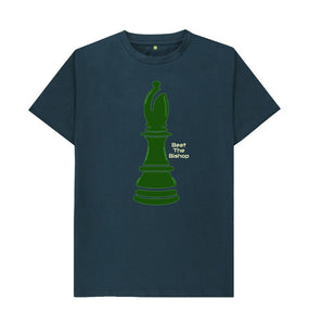 Denim Blue Menswear Beat the Bishop T-shirt with green bishop